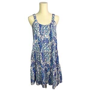 Lilly Pulitzer cotton Xs Blue pink White Paisley midi Dress flowy summer